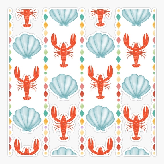 Lobster Shell Watercolour Pattern Sticker
