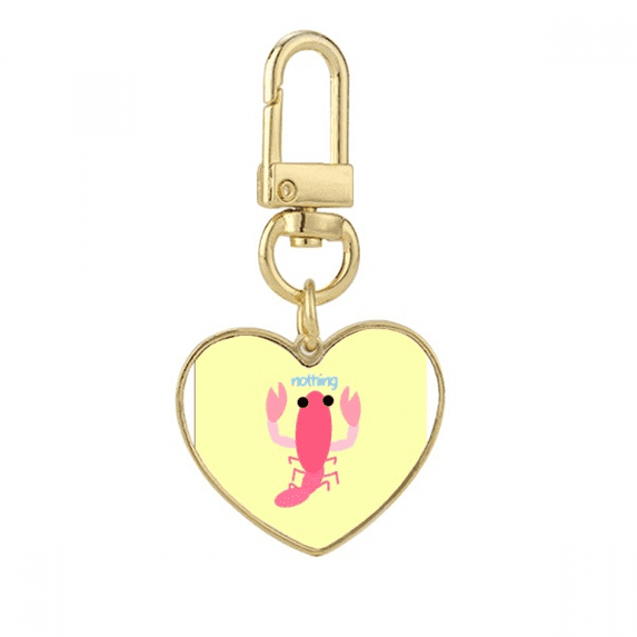 Lobster Shrimp Marine Art Deco Fashion Gold Heart Keychain Metal Keyring Holder