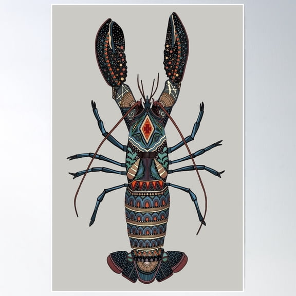 Lobster Silver Poster Wall Art, Modern Wall Decor For Living Room Bedroom, 16x24 UNFRAMED