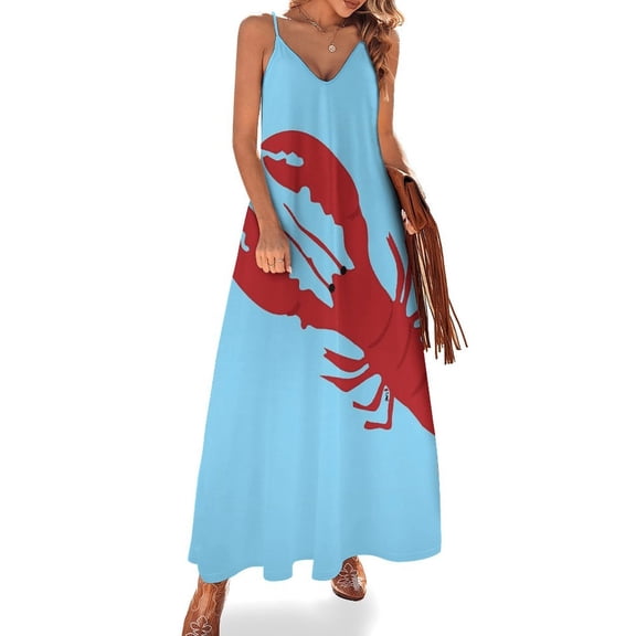 Lobster Sleeveless Suspender Dress Summer Fashion Casual Long Dress