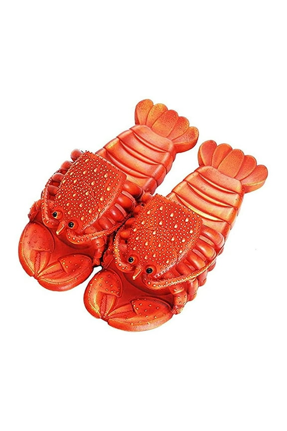 Lobster Slippers Summer Funny Animal Flip Flops Kids Cute Beach Shoes Women Soft Creative Shower Sandals Men Casual Waterproof Slides 10 Men Red