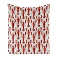 thumbnail image 1 of Lobster Soft Flannel Fleece Throw Blanket, Abstract Geometric Lobsters Artwork Vertically Aligned Graphic, Cozy Plush for Indoor and Outdoor Use, 50" x 60", White and Vermilion, by Ambesonne, 1 of 6