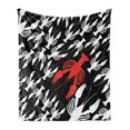 thumbnail image 1 of Lobster Soft Flannel Fleece Throw Blanket, Ocean Fauna Theme Group of Lobsters as Silhouette Shapes Pattern, Cozy Plush for Indoor and Outdoor Use, 60" x 80", Vermilion White, by Ambesonne, 1 of 6