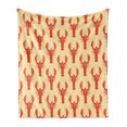 thumbnail image 1 of Lobster Soft Flannel Fleece Throw Blanket, Symmetrical Continuous Pattern with Lobster Ocean Animal Concept, Cozy Plush for Indoor and Outdoor Use, 50" x 60", Cream and Vermilion, by Ambesonne, 1 of 5