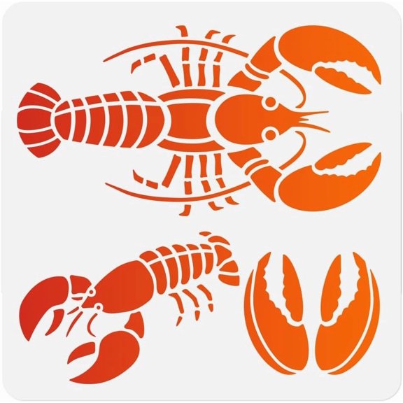 Lobster Stencil for Painting 11.8 x 11.8 Inch Reusable Plastic Lobster Stencil for Painting on Wall Wood Furniture Fabric Canvas DIY Craft Stencil