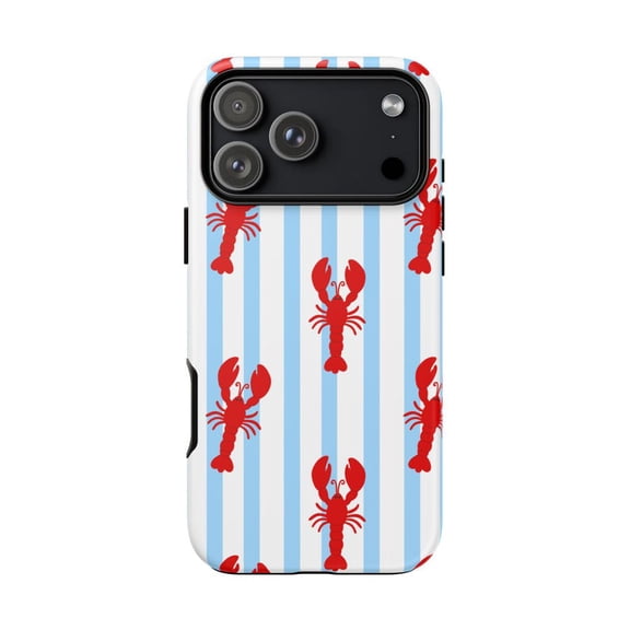 Lobster Stripe Coastal Preppy Case for iPhone 11 12 13 14 15 16 17 Pro Max Plus