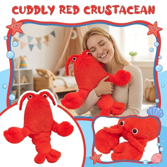 Lobster Stuffed Animal, Stuffed Lobster, Soft Lobster Plush, Cuddly Lobster, 20X12 Inch Bright Red Crustacean Plush, Surface Washable Fluffy Companion for Snuggling and Daily Play