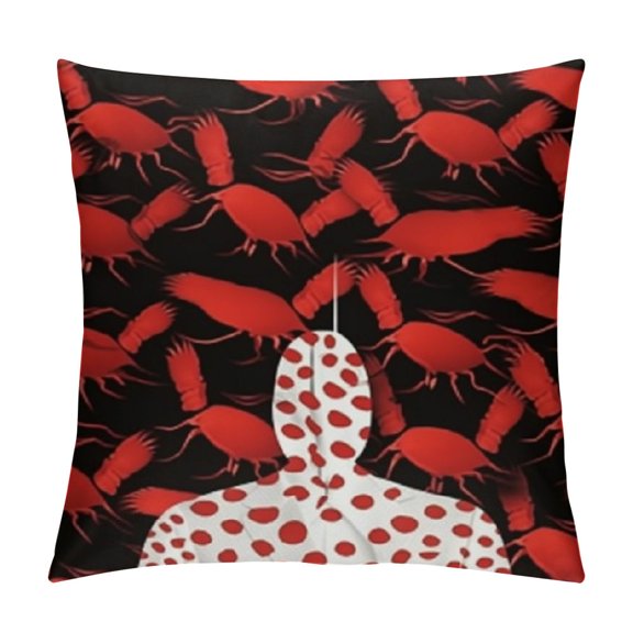 Lobster Throw Pillow Cushion Case, Ocean Fauna Theme Group of Lobsters as Silhouette Shapes Pattern, Modern Accent Double-Sided Digital Printing, Vermilion White