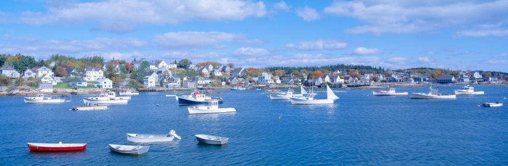 Lobster Village Northeast Harbor of Mount Desert Island Maine Canvas Art - Panoramic Images (36 x 12)