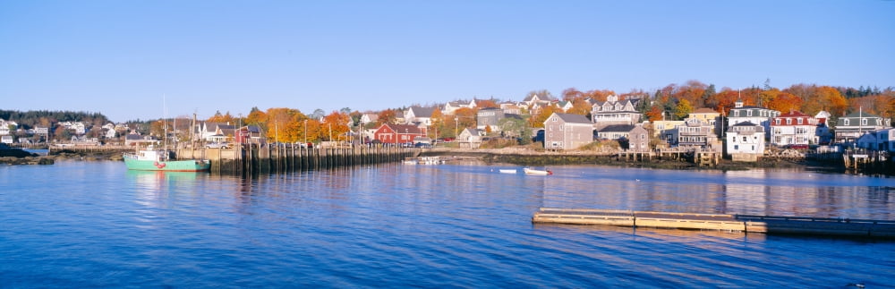 Lobster Village Stonington Maine Canvas Art - Panoramic Images (36 x 12)
