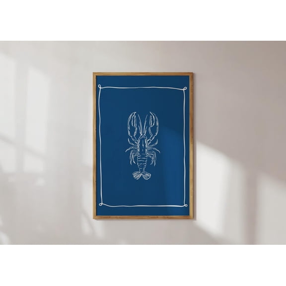 Lobster Wall Art Blue Theme Coastal Wall Art Print Print Beach Aesthetic Art Print Trendy Summery Wall Art Beach House Decor Cutesy Poster Decor, Unframed Poster Size 8x12 F03.1.22l466