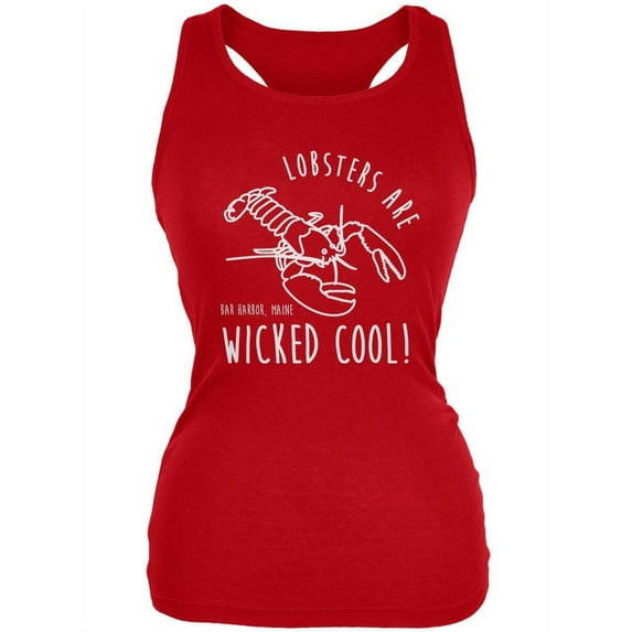 Lobsters are Wicked Cool - Bar Harbor Maine Juniors Soft Tank Top Red X-LG