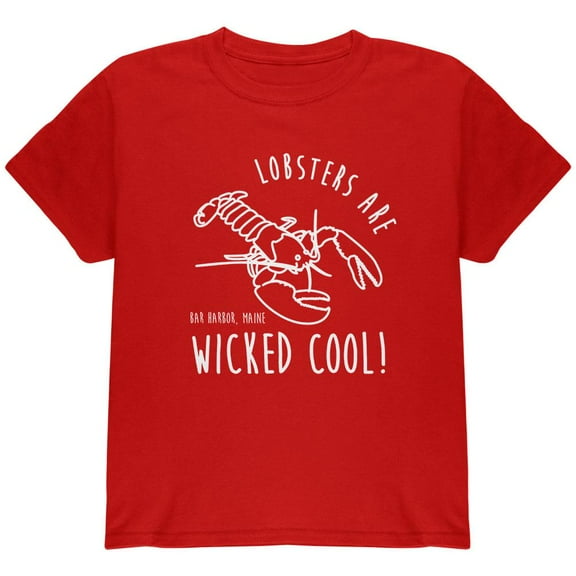 Lobsters are Wicked Cool - Bar Harbor Maine Youth T Shirt Red YSM