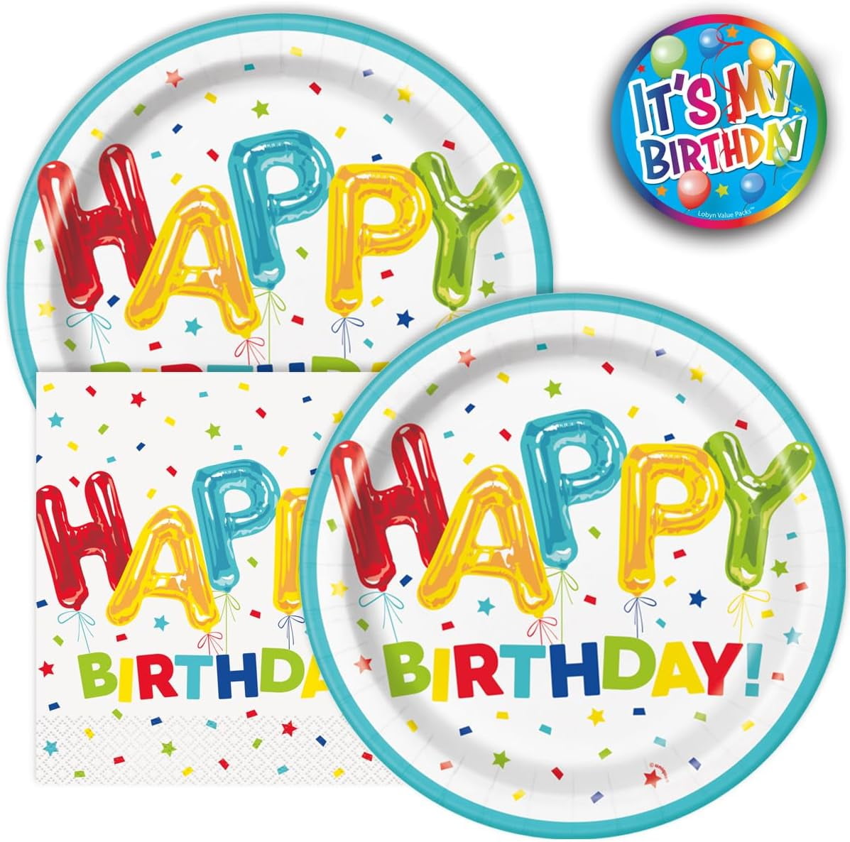 Birthday Balloons Luncheon Napkins – 18 Count, Square Paper Napkins For Parties