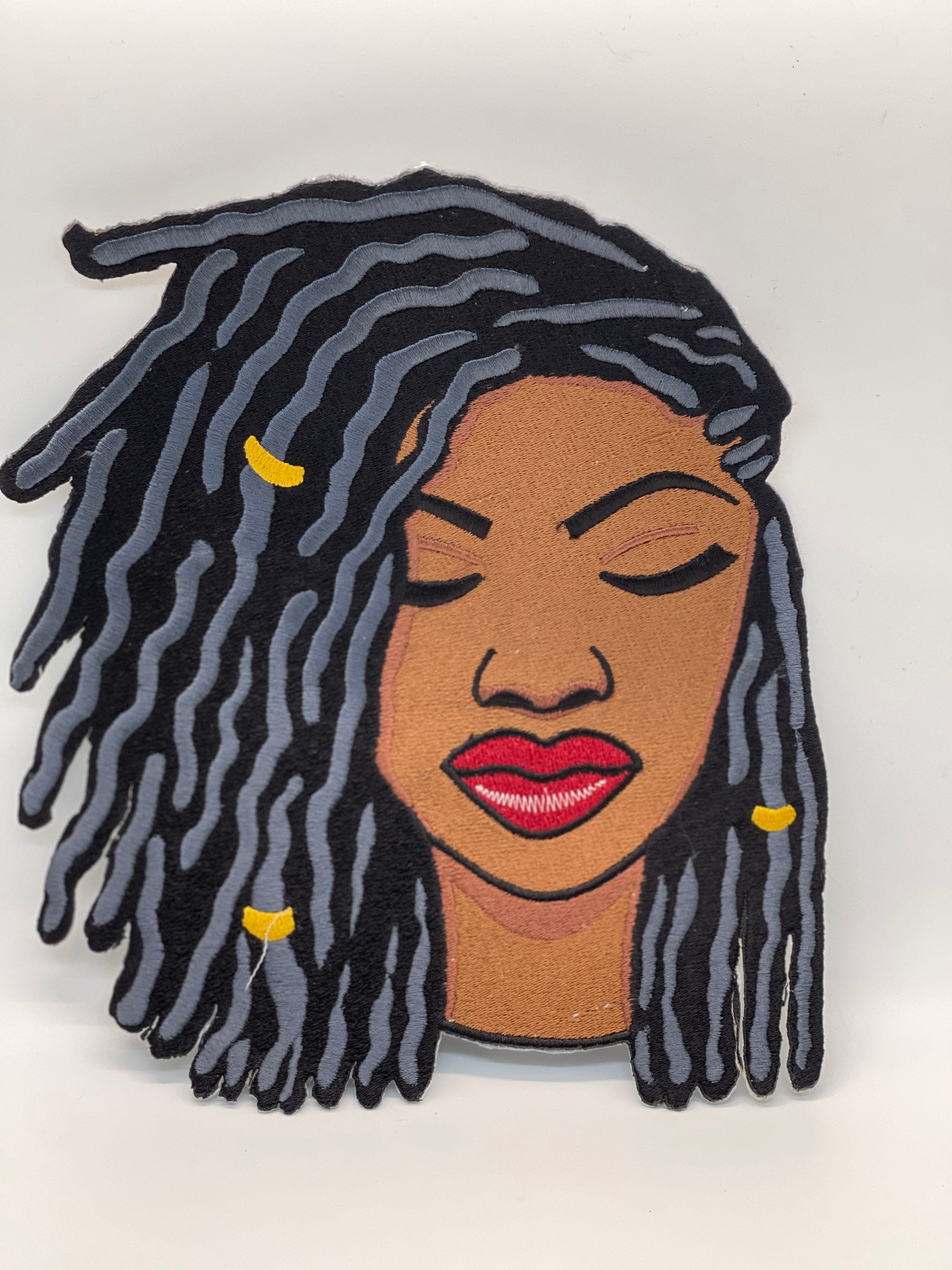Loc Diva, 9", Iron on Patch, Queen, Embroidery Design, Loc Queen, Sew on Patch, AppliquÃ©, Cool Patch, Gift for her, Vintage, Jacket Patch