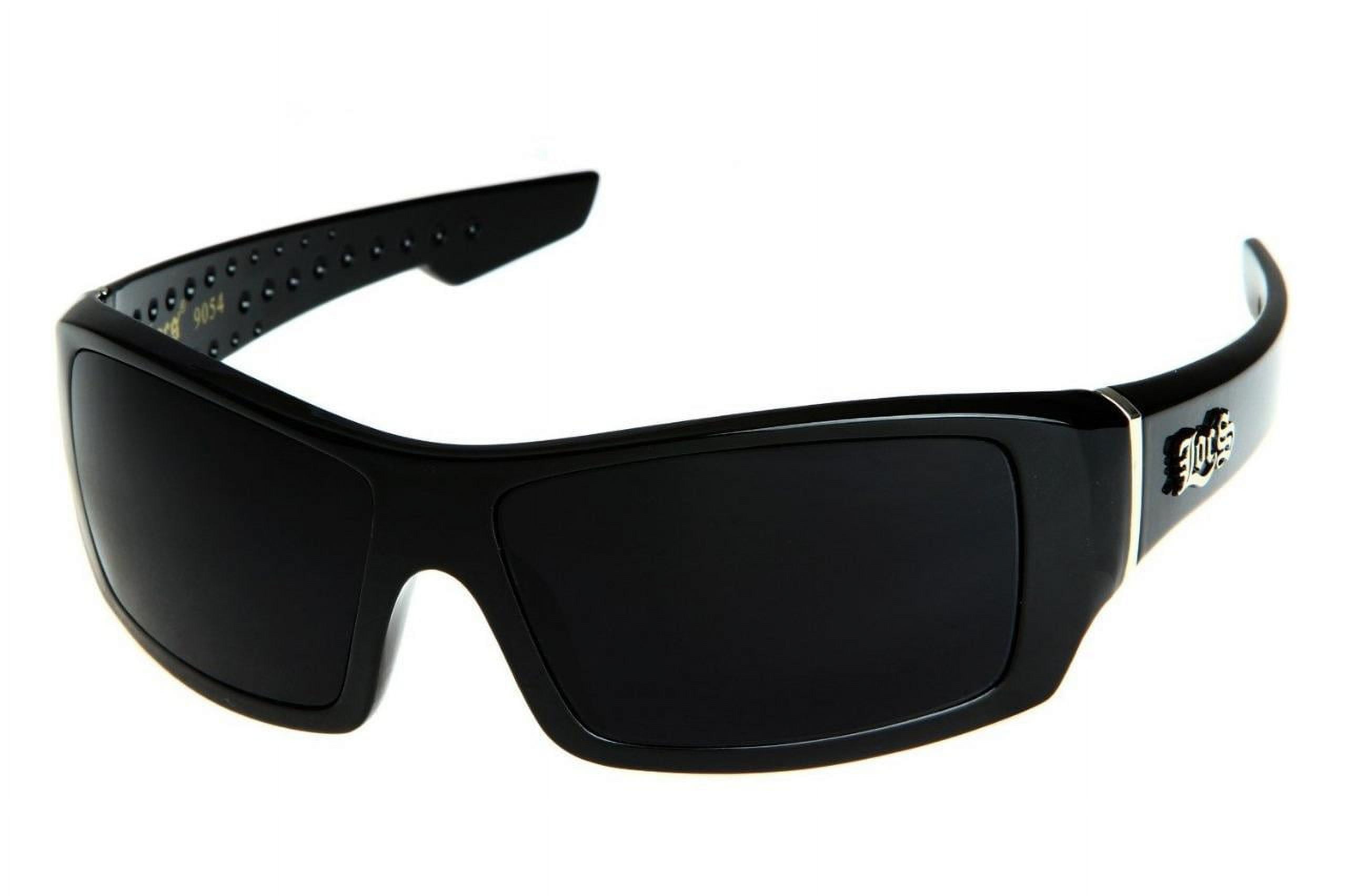 Loc Men's Rectangular Hardcore Gloss Black Wrap 63mm Sunglasses 