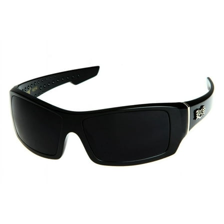 Loc Men's Rectangular Hardcore Gloss Black Wrap 63mm Sunglasses