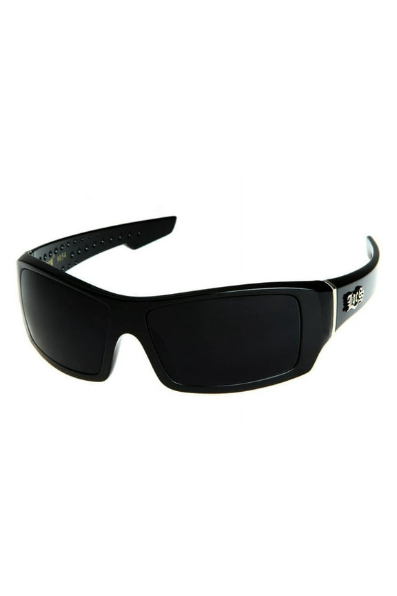 Loc Men's Rectangular Hardcore Gloss Black Wrap 63mm Sunglasses