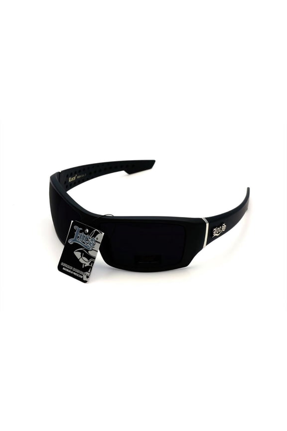 Loc Men's Rectangular Hardcore Gloss Black Wrap 63mm Sunglasses