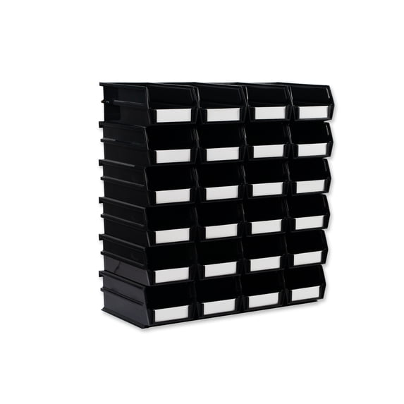 LocBin 7-3/8 In. L x 4-1/8 In. W x 3 In. H Black Stacking, Hanging, Interlocking Polypropylene Bins, 24 CT
