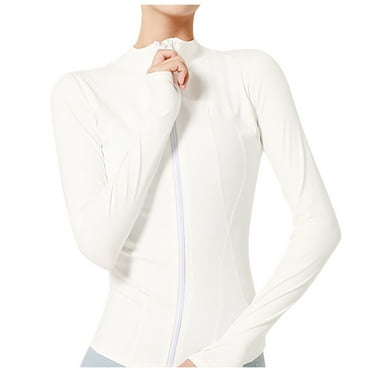Locachy Women's Slim Fit Full Zip Athletic Running Sports Workout Jacket With Pockets