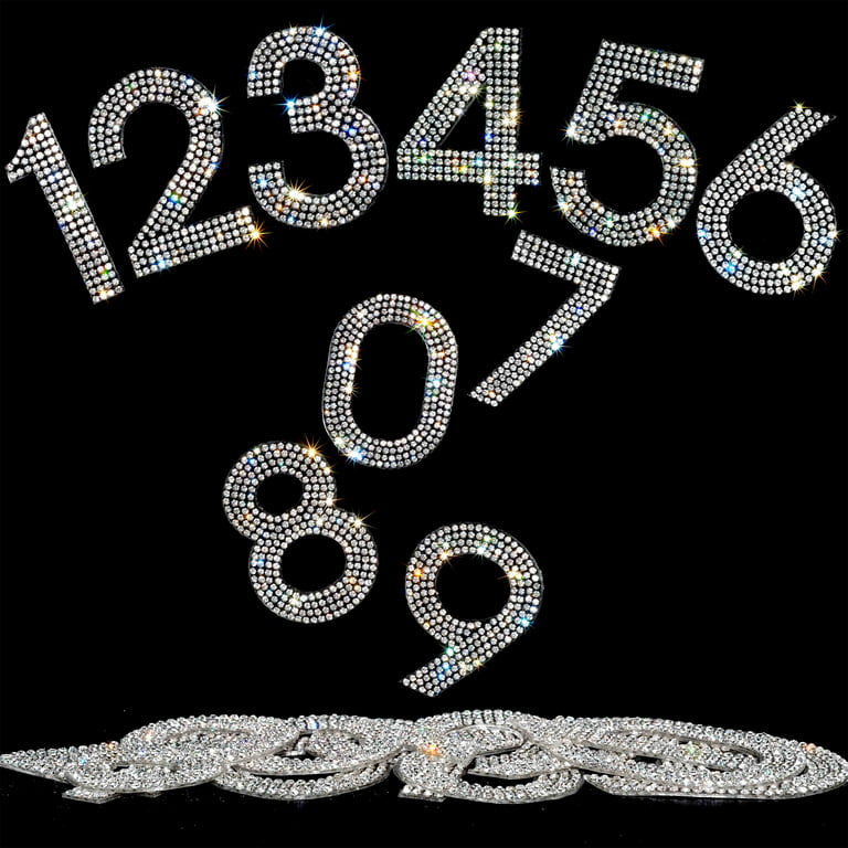 Locacrystal 80pcs Bling Rhinestone Numbers Self-Adhesive Glitter Number Stickers for Mailbox Cars Doors Crafts 0-9 DIY Crystal Iron-On Numbers for