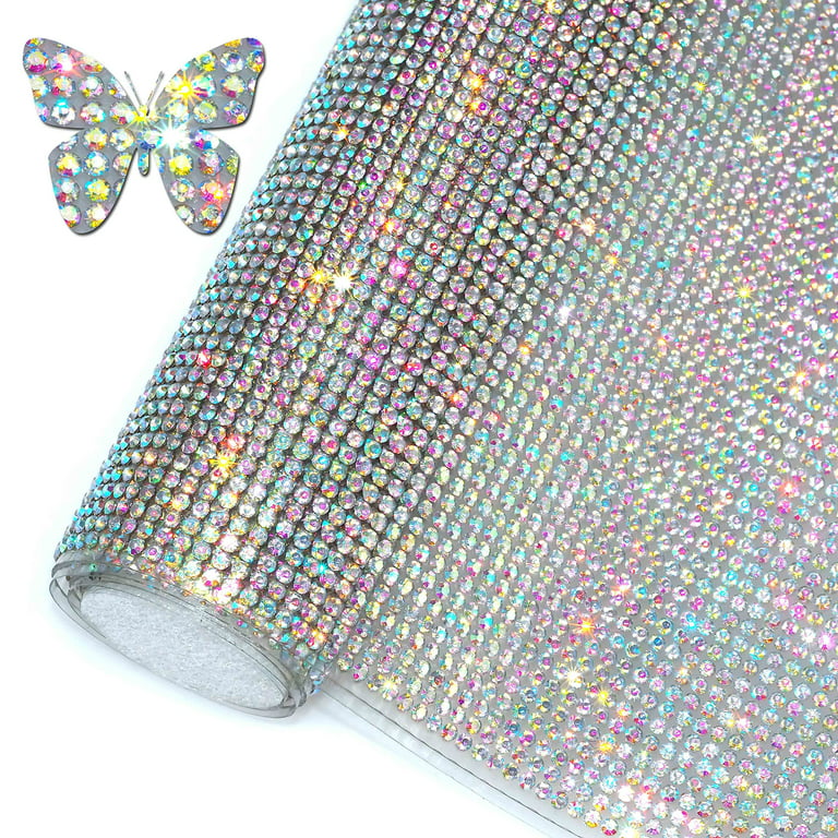 Locacrystal Bling Rhinestone Sticker DIY Home Decor Stickers Self-Adhesive Crystal Sheet Stickers for Cars & Crafts Decoration(Silver 9.4 x 15.8) Sil