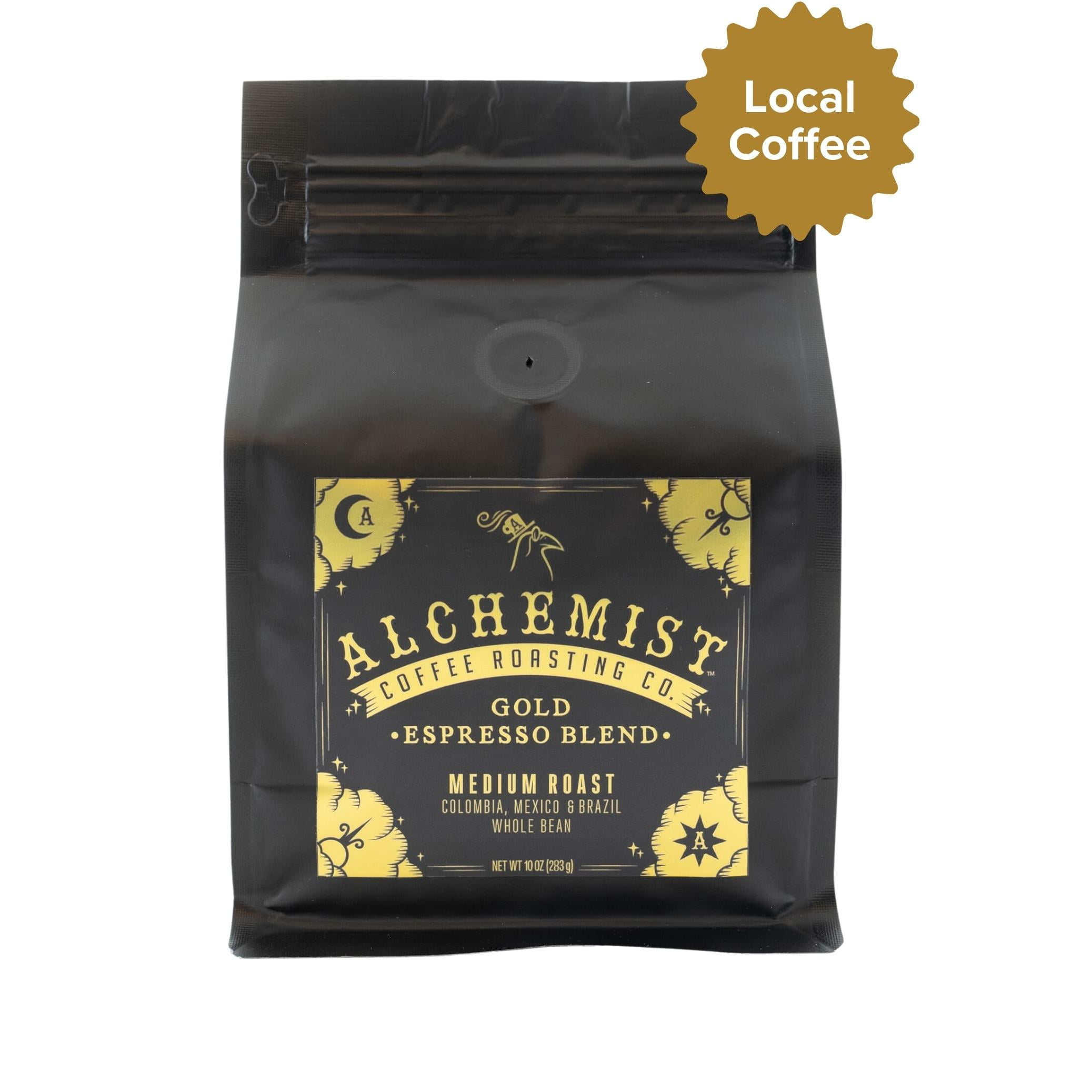 Local Alchemist Coffee Gold Espresso Blend, Medium Roast Whole Bean Coffee, 10oz