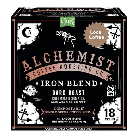 Local Alchemist Coffee Iron Blend, Dark Roast Coffee Keurig Cups, 18 Count