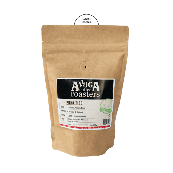 Local Avoca Coffee Puro Tico Single Origin, Medium Roast Coffee, Whole Bean, 9oz