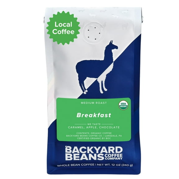 Local Backyard Beans Coffee Co Breakfast Blend, Organic, Medium Roast, Whole Bean Coffee, 12oz