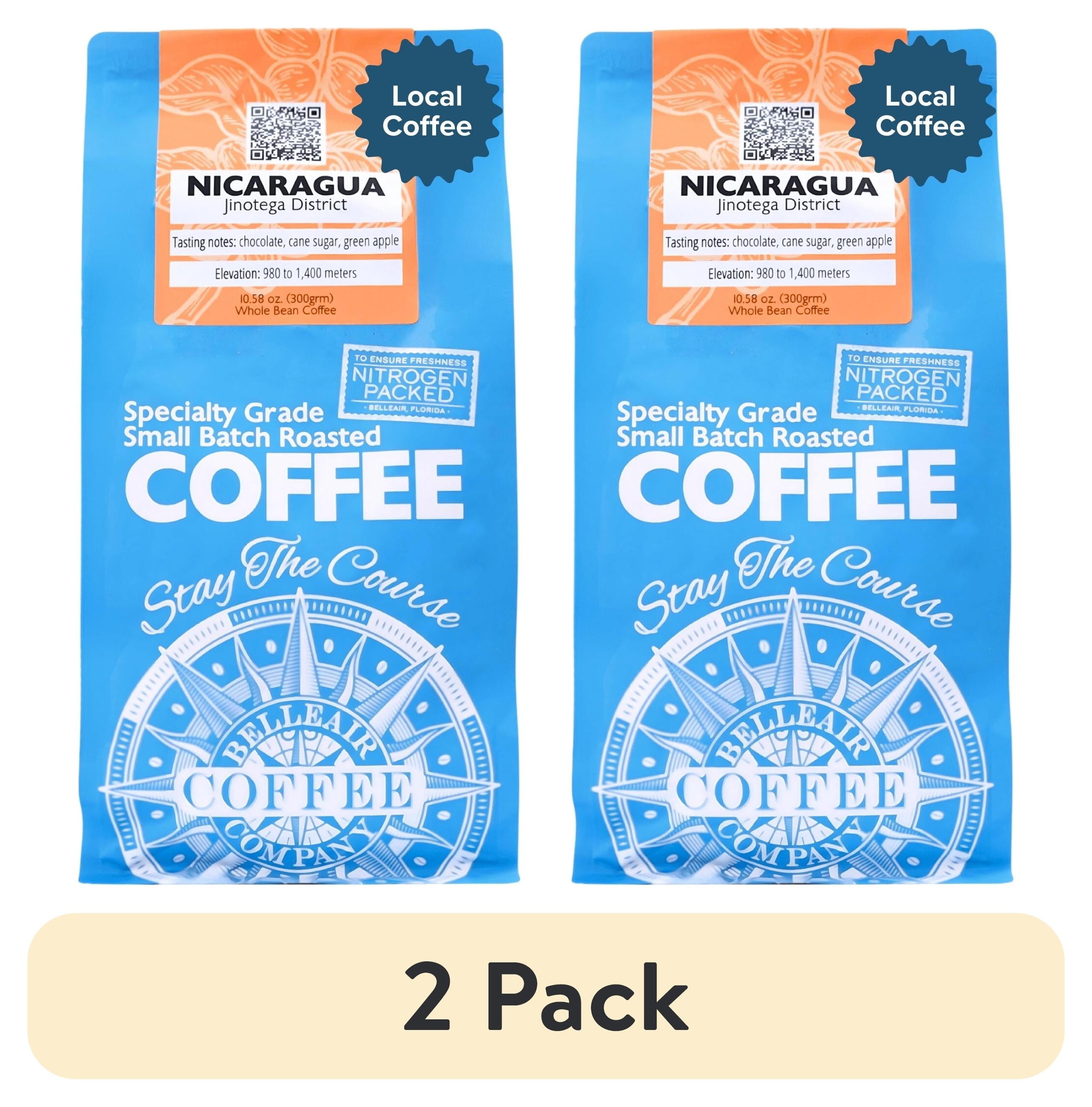 (2 pack) Local Belleair Coffee Company, Nicaragua, Medium Roast, Whole