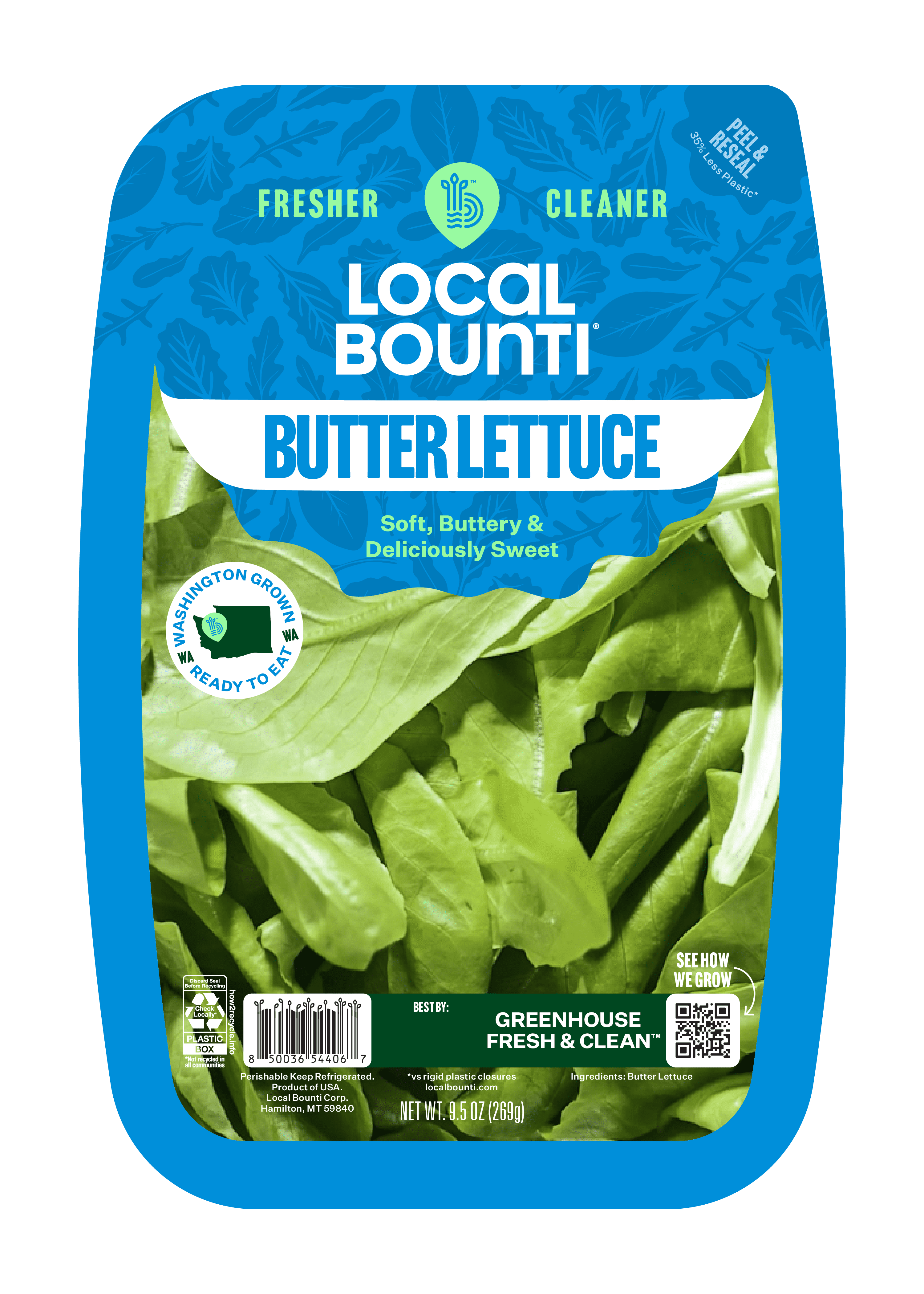 Local Bounti Baby Butter, Lettuce, Baby Leafy Greens, Packaged Salad, Greenhouse Grown, 9.5 oz