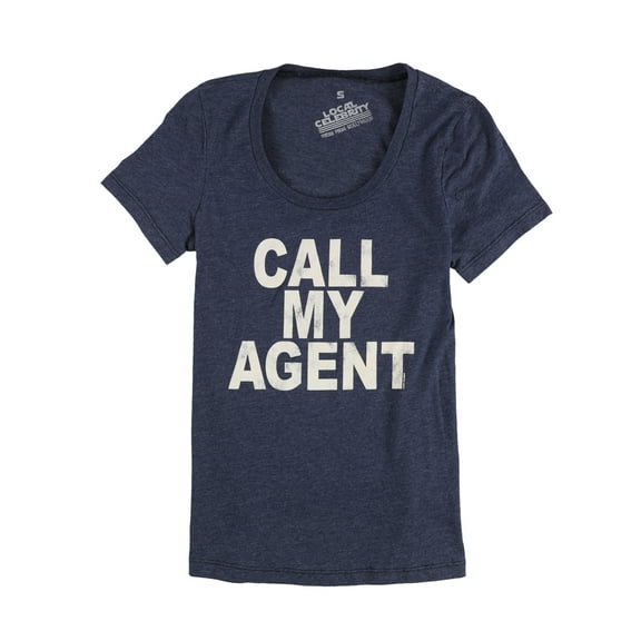 Local Celebrity Womens Call My Agent Graphic T-Shirt, Blue, Small