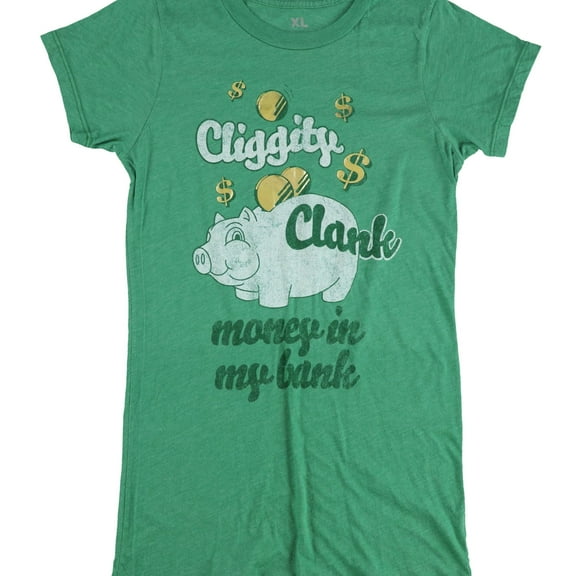 Local Celebrity Womens Cliggity Clank Graphic T-Shirt, Green, X-Large