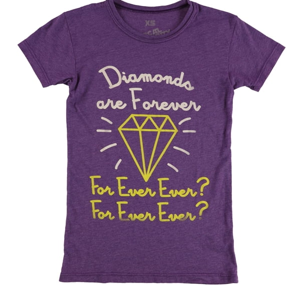 Local Celebrity Womens Diamonds Are Forever Graphic T-Shirt, Purple, X-Small