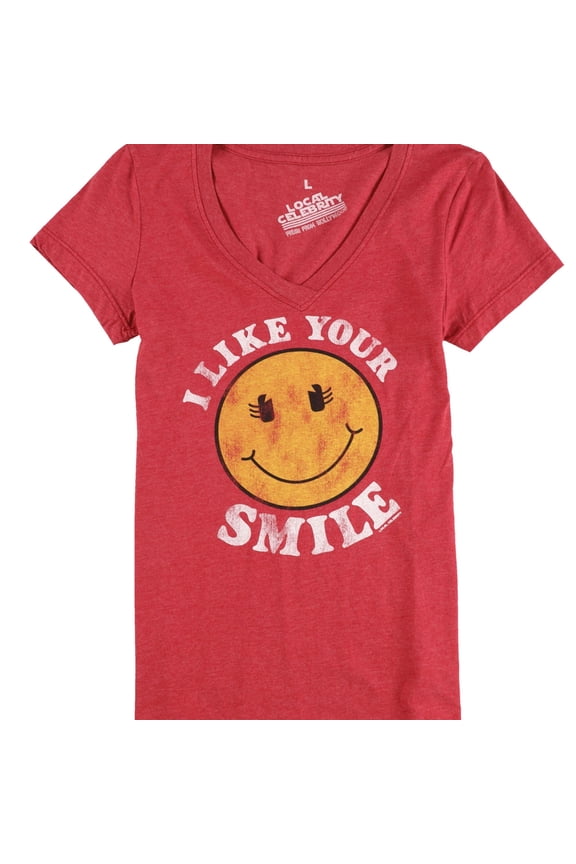 Womens I Like Your Smile Graphic T-Shirt, Red, Large
