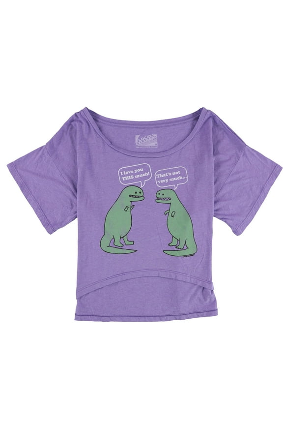 Womens I Love You This Much Graphic T-Shirt, Purple, Medium