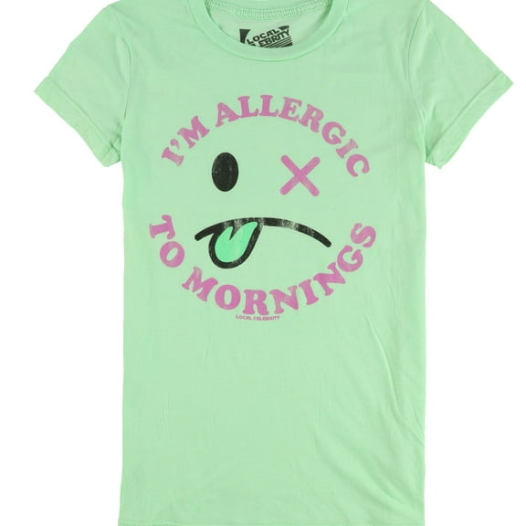 Local Celebrity Womens I'm Allergic Graphic T-Shirt, Green, Medium