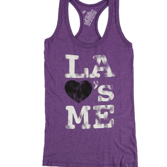 Local Celebrity Womens LA Heart's Me Racerback Tank Top, Purple, Medium