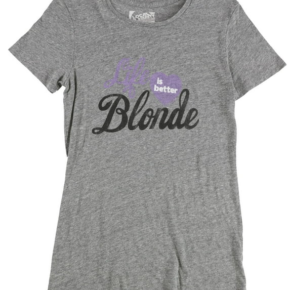 Local Celebrity Womens Life Is Better Blonde Graphic T-Shirt, Grey, Medium
