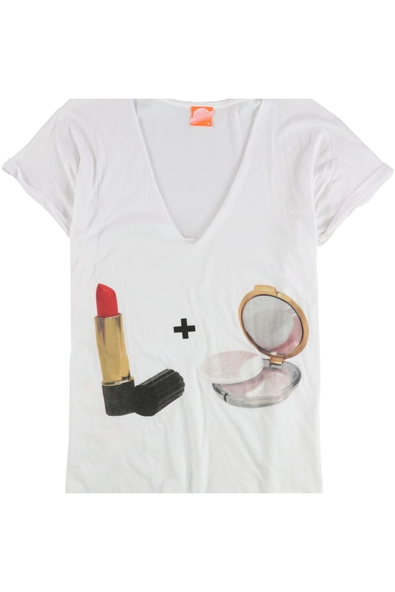 Womens Makeup Graphic T-Shirt, White, Small