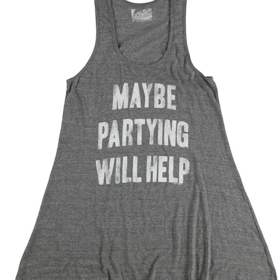 Local Celebrity Womens Maybe Partying Will Help Tank Top, Grey, Medium