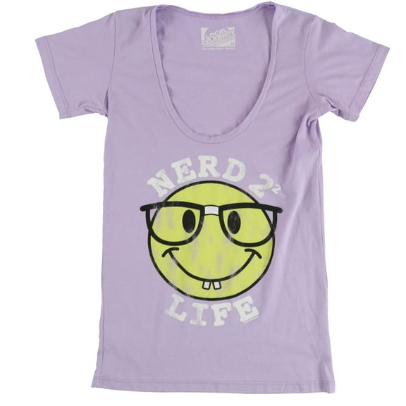 Local Celebrity Womens Nerd 4 Life Graphic T-Shirt, Purple, Medium