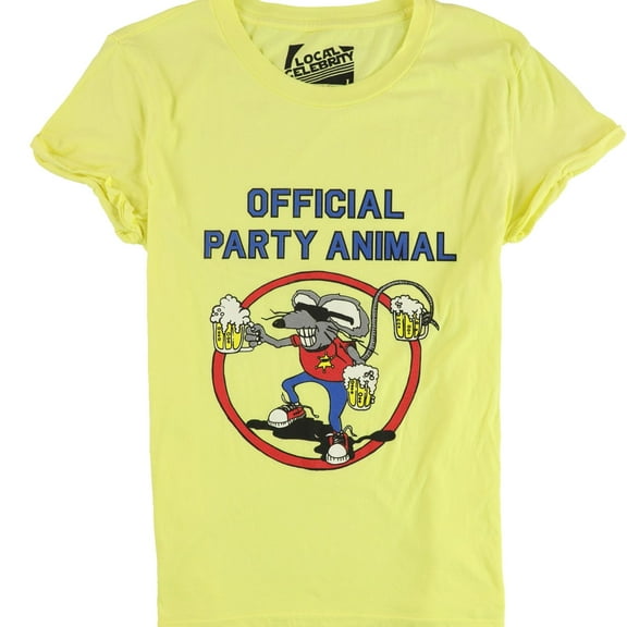 Local Celebrity Womens Official Party Animal Graphic T-Shirt, Yellow, Large
