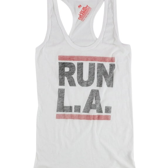 Local Celebrity Womens Run L.A. Racerback Tank Top, White, Medium