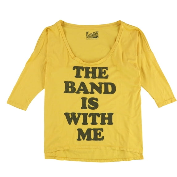 Local Celebrity Womens The Band Is With Me Graphic T-Shirt, Yellow, Small