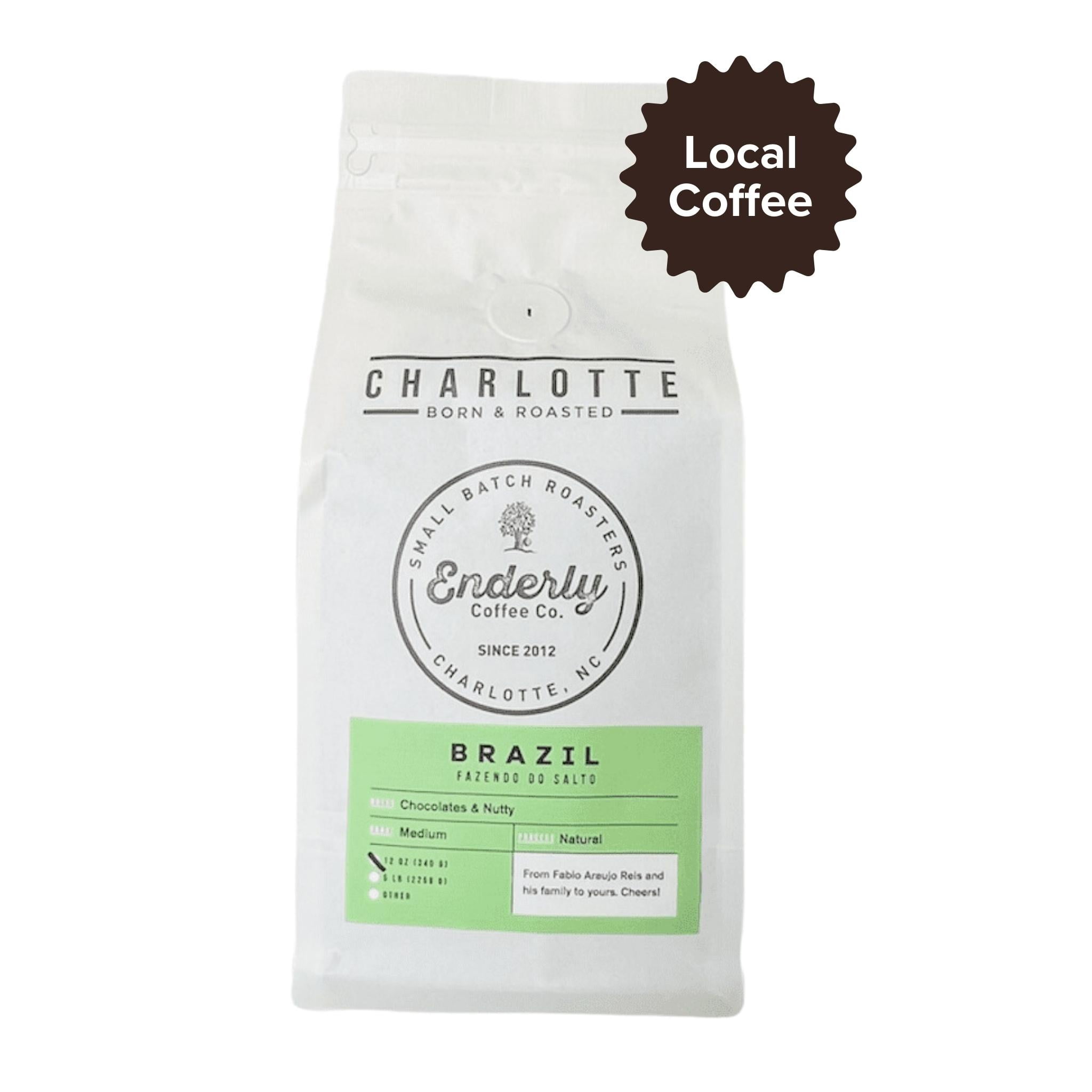 Local Enderly Coffee Company Brazil Single Origin, Medium Roast Coffee, Whole Bean, 9oz