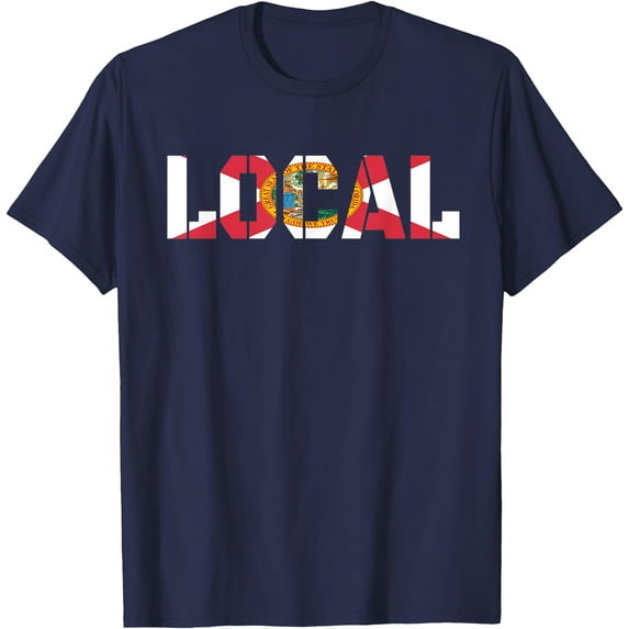 Local Florida Flag Lover Graphic Softstyle Unisex T-Shirt,Navy Color,Size 4XL