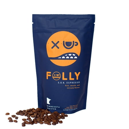 Local Folly Coffee Single Origin Blend Espresso Medium Roast, Whole Bean 10oz, Naturally Caffeinated